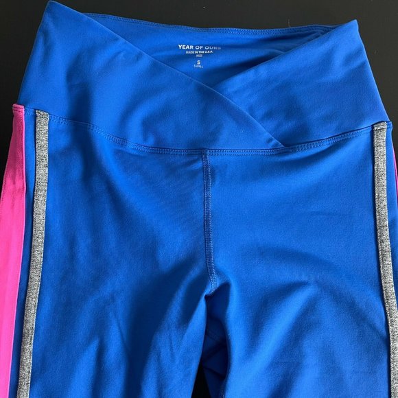 Year of Ours Womens S Blue V-Waist Athletic Leggings w/Side Stripe - Picture 3 of 7